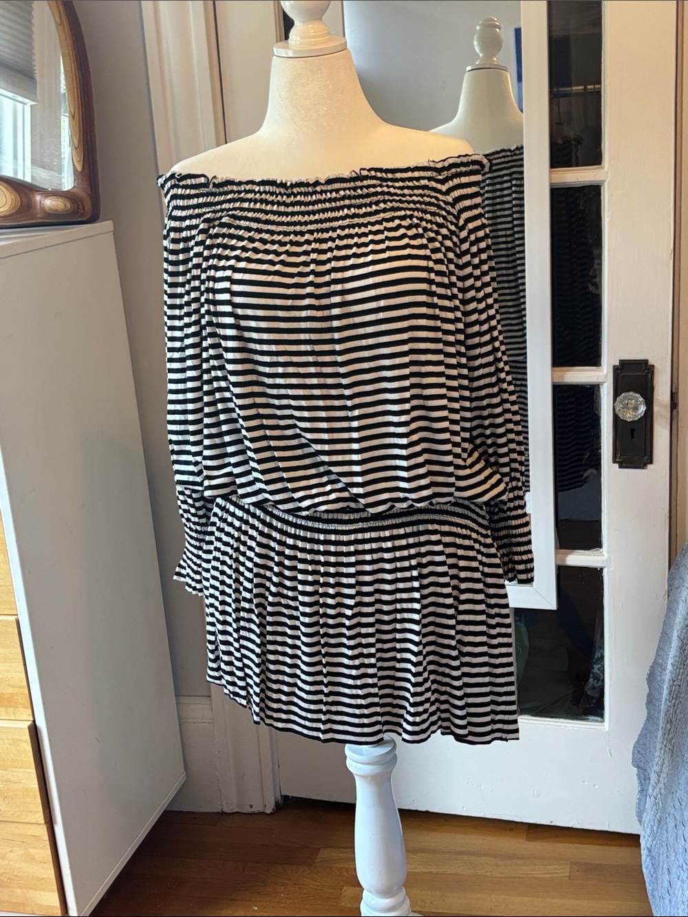 Norma Kamali  B&W striped mini